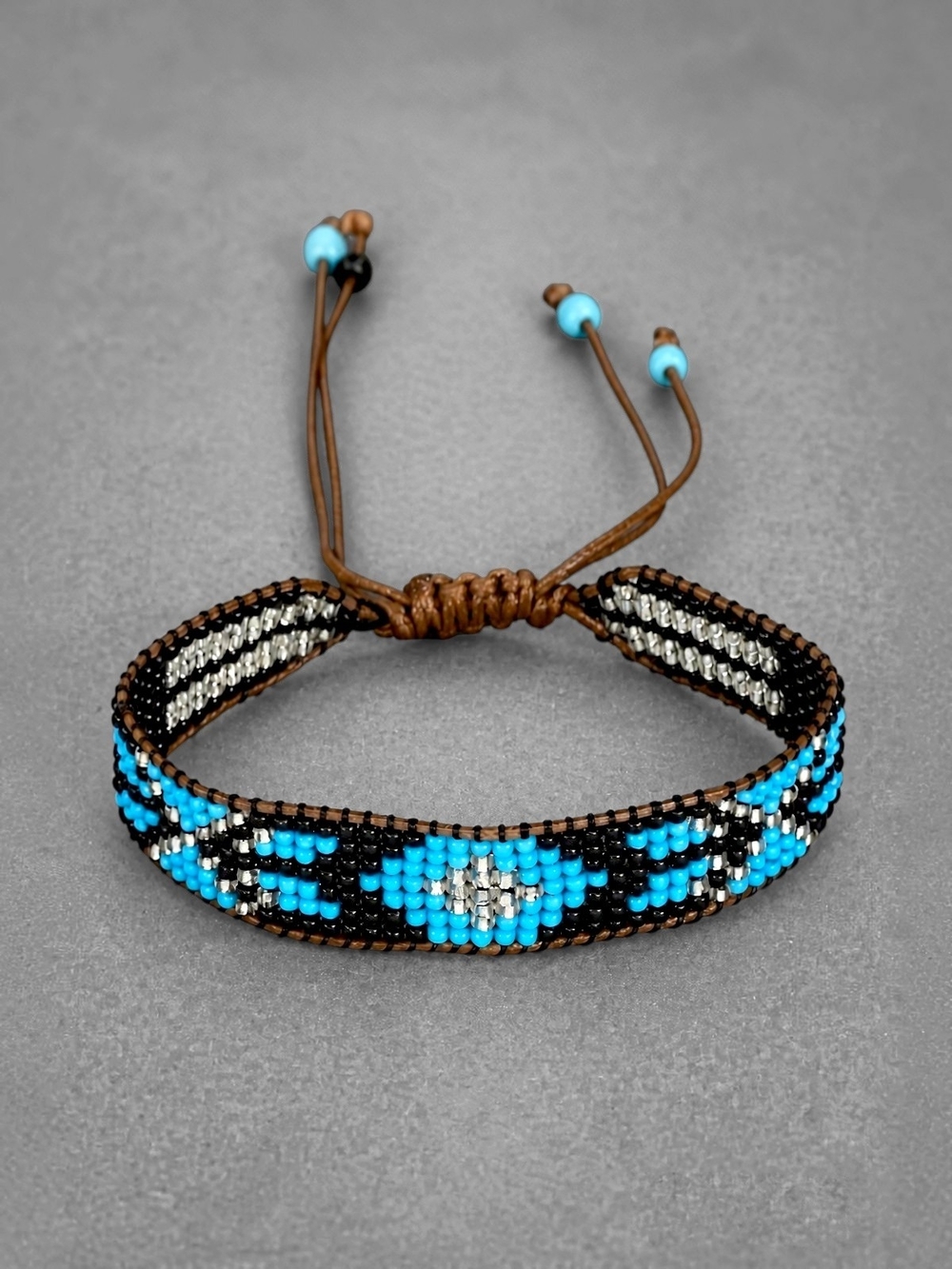 Handmade Kai Boho Southwestern Geometric Beaded Bracelet - Blue